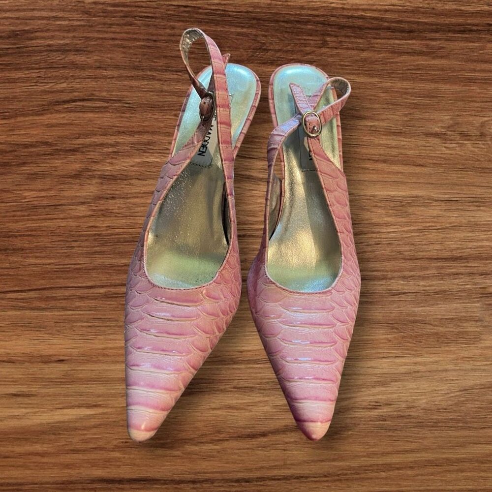 Steve Madden Tornadoe Pink Croc Slingback Stiletto Heels 6.5B